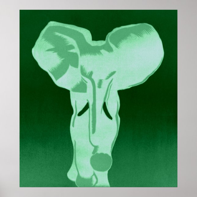 Elefant in grün poster (Vorne)