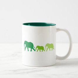 Elefant in Grün Zweifarbige Tasse