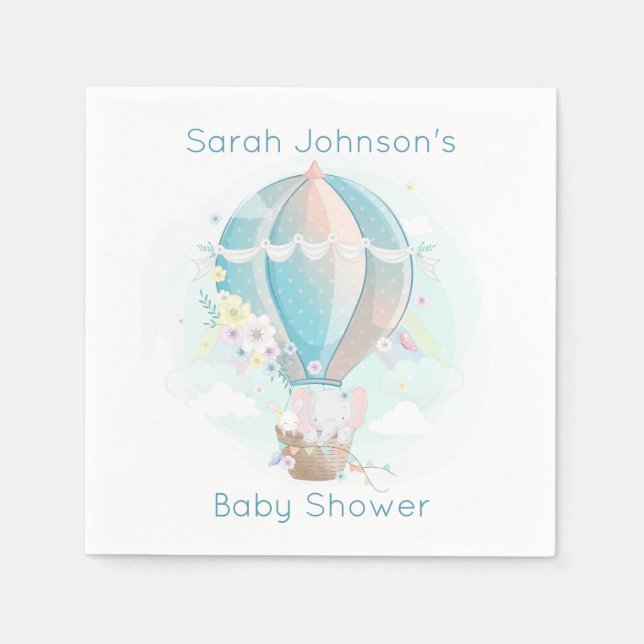 Elefant in Hot Air Balloon Babydusche Serviette (Vorderseite)