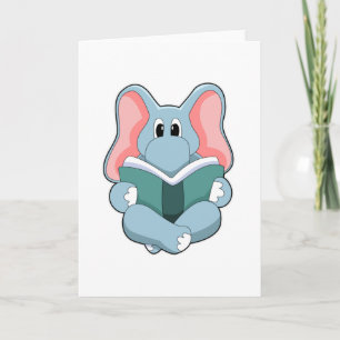 Elefant in Reading mit Buch Karte