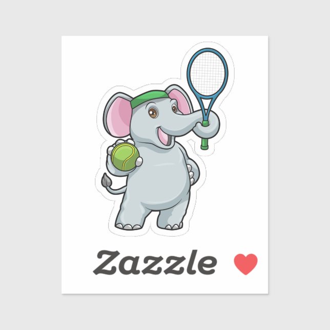Elefant in Tennis mit Tennisschläger Aufkleber (Blatt)
