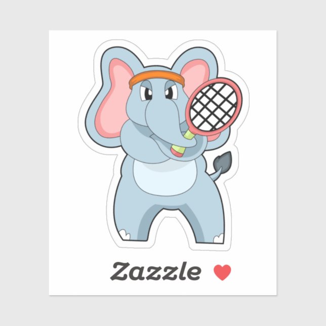 Elefant in Tennis mit Tennisschläger Aufkleber (Blatt)