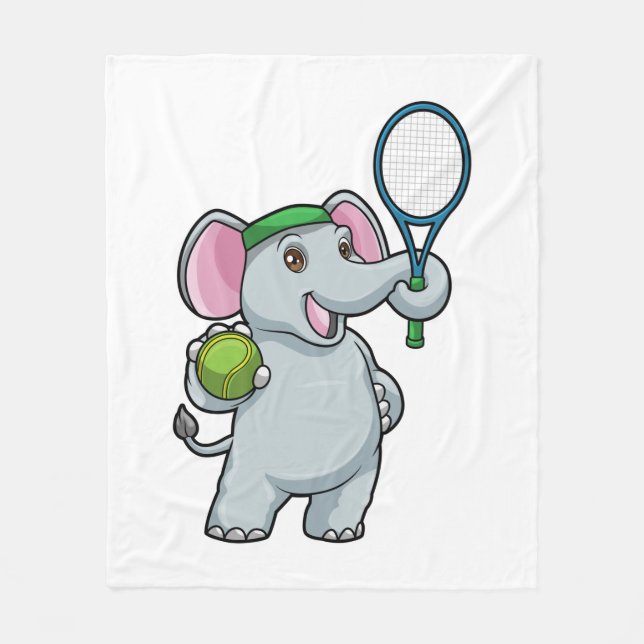 Elefant in Tennis mit Tennisschläger Fleecedecke (Vorderseite)