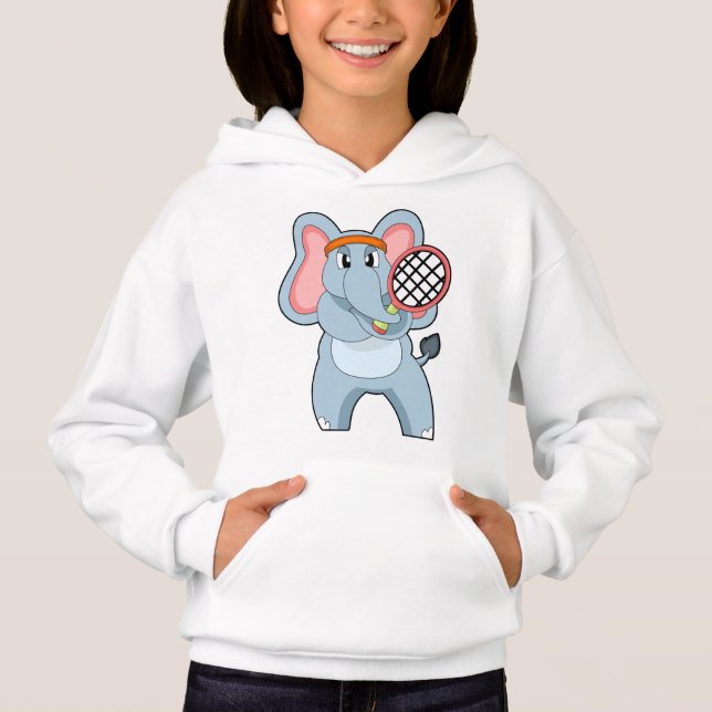 Elefant in Tennis mit Tennisschläger Hoodie (Vorderseite)