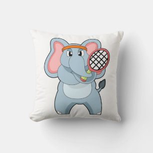 Elefant in Tennis mit Tennisschläger Kissen
