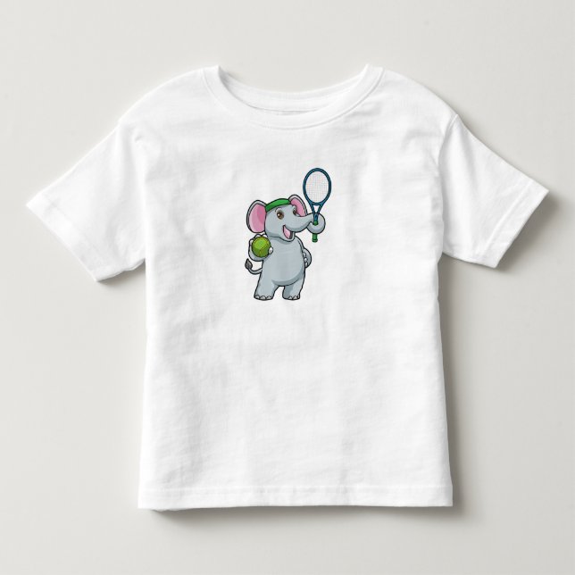 Elefant in Tennis mit Tennisschläger Kleinkind T-shirt (Vorderseite)