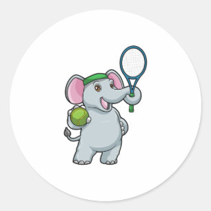 Elefant in Tennis mit Tennisschläger Runder Aufkleber