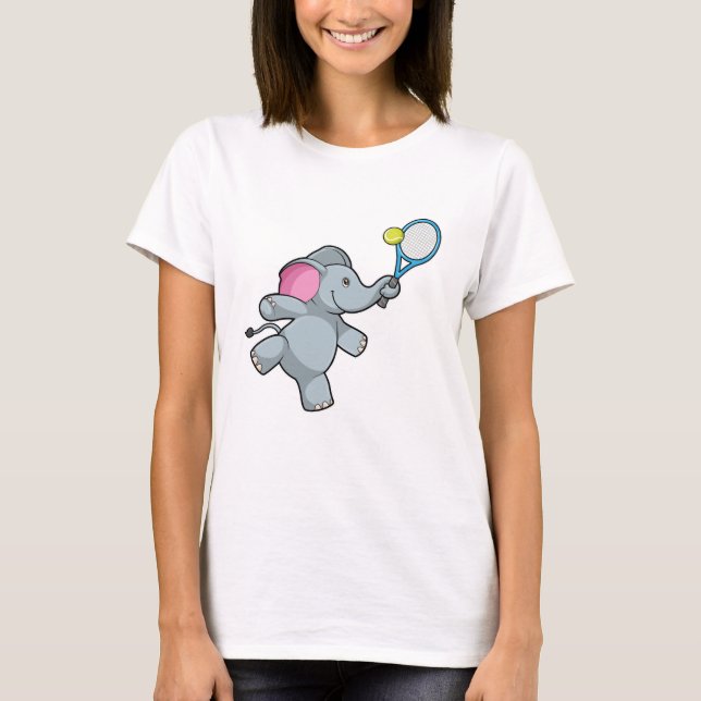 Elefant in Tennis mit Tennisschläger T-Shirt (Vorderseite)