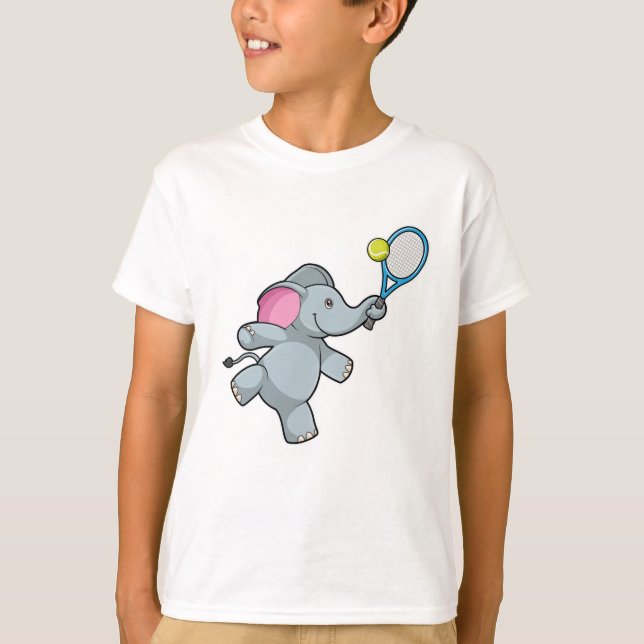 Elefant in Tennis mit Tennisschläger T-Shirt (Vorderseite)