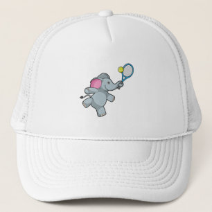 Elefant in Tennis mit Tennisschläger Truckerkappe