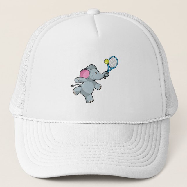 Elefant in Tennis mit Tennisschläger Truckerkappe (Vorderseite)