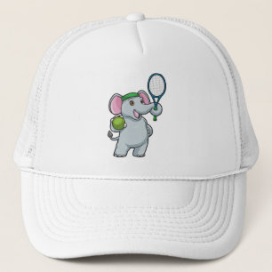 Elefant in Tennis mit Tennisschläger Truckerkappe