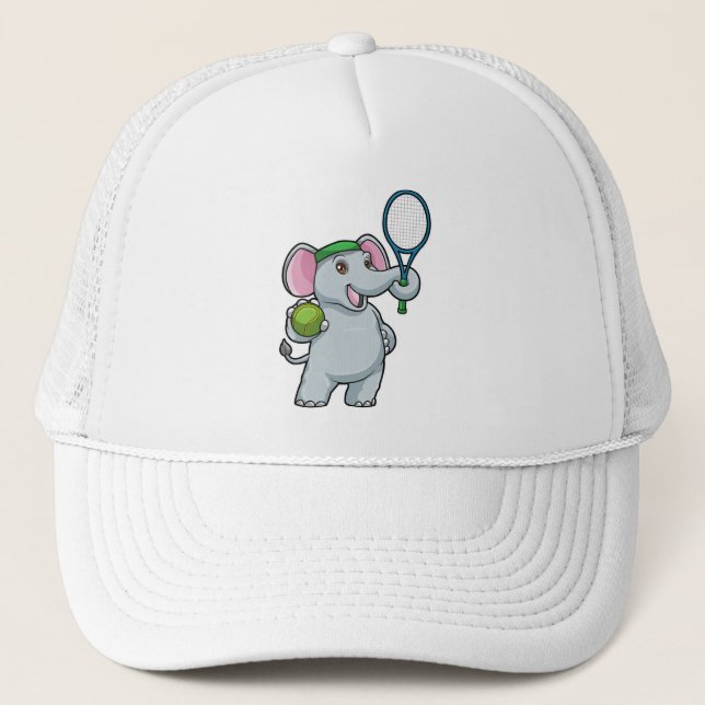 Elefant in Tennis mit Tennisschläger Truckerkappe (Vorderseite)