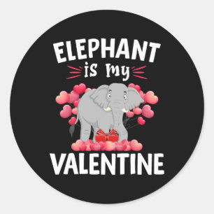 Elefant ist mein Valentinstag glücklicher Valentin Runder Aufkleber