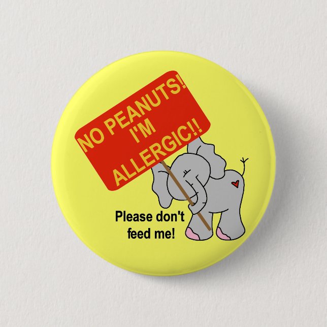Elefant keine Erdnüsse bin ich allergisch Button (Vorderseite)