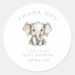 Elefant Kleiner Erdnuss-Baby-Party Dankeschön Runder Aufkleber