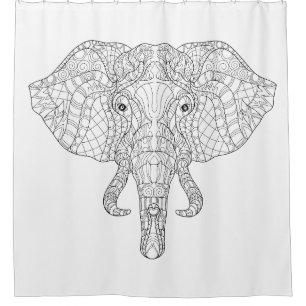 Elefant-Kopf-Gekritzel 2 Duschvorhang