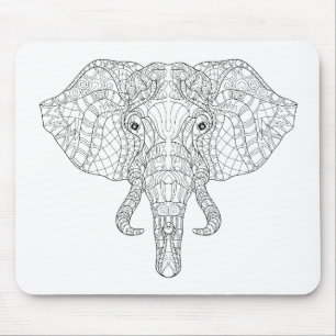 Elefant-Kopf-Gekritzel 2 Mousepad