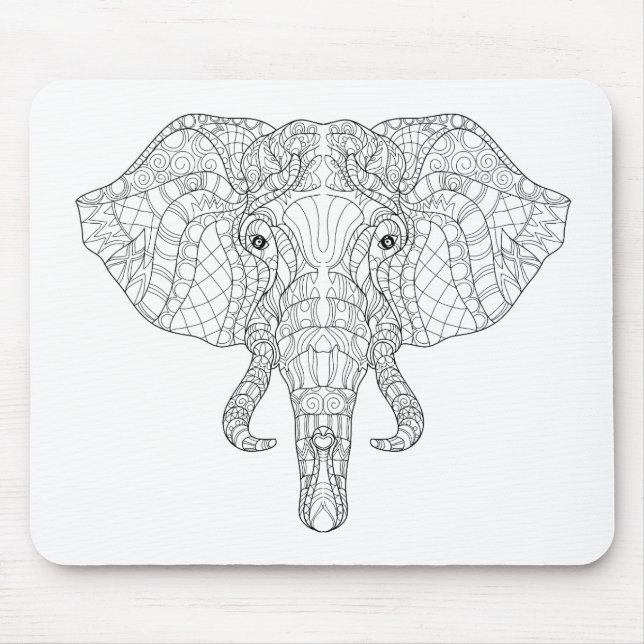 Elefant-Kopf-Gekritzel 2 Mousepad (Vorne)