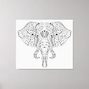 Elefant-Kopf-Gekritzel-Skizze 6 Leinwanddruck