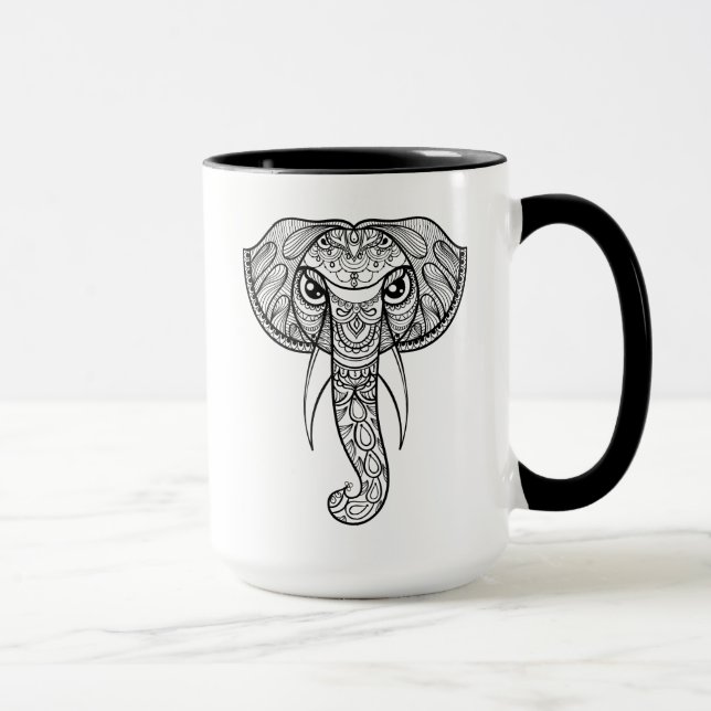Elefant-Kopf-Gekritzel Tasse (Rechts)