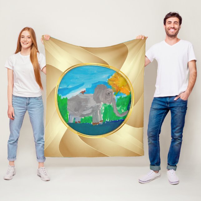 Elefant "Kunst von Kindern" Fleecedecke (Beispiel)