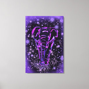 Elefant Leinwanddruck Lila Rosa Sternennacht