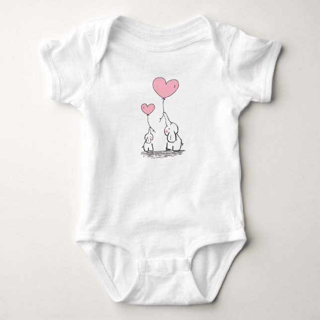 Elefant-Liebe Baby Strampler (Vorderseite)