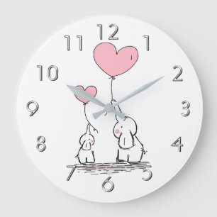 Elefant-Liebe Große Wanduhr
