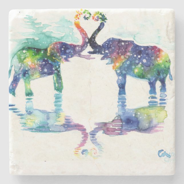 Elefant Liebe Steinuntersetzer (Vorderseite)