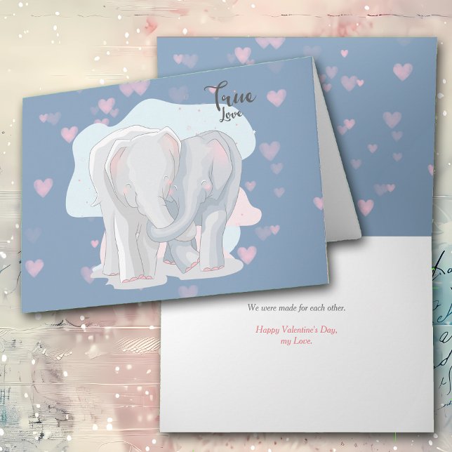 Elefant-Lieberomantische Valentine-Karte Feiertagskarte (Von Creator hochgeladen)