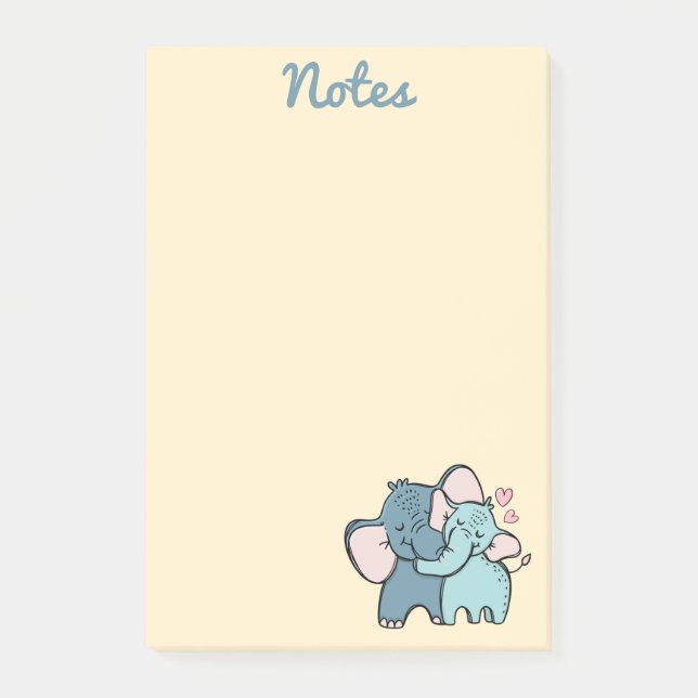 Elefant Liebes-Post-It-Notizen Post-it Klebezettel (Vorderseite)