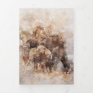 Elefant Liebhaber Afrikanische Elefantenkunst Dreifach Gefaltete Urlaubskarte