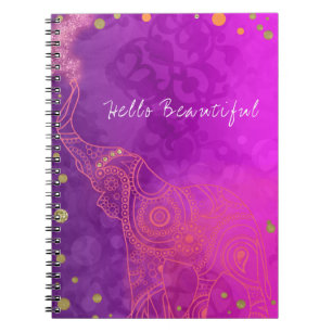 Elefant Lila Rosa Orange & Gold Benutzerdefiniert Notizblock