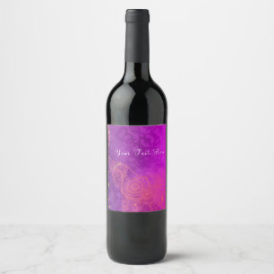 Elefant lila rosa orange und goldene Wein-Etikette Weinetikett