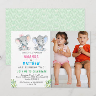 Elefant Little Peanut Twin Boy Girl Geburtstag Einladung