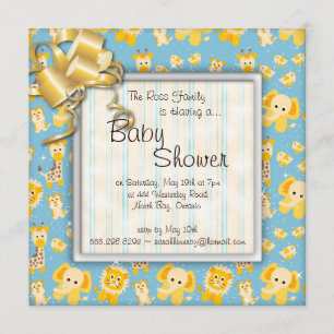 Elefant-Löwe-Giraffen-wilde Tier-Babyparty Einladung