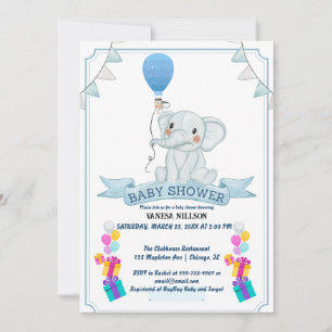 Elefant Luftballon Baby Bash Einladung