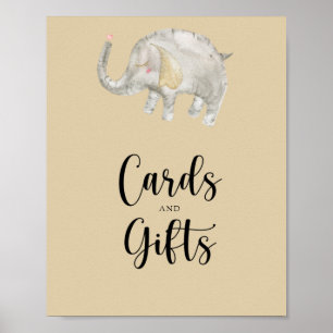 Elefant Luftballon Karten und Geschenke Baby-Party Poster