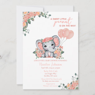 Elefant Mädchen Babyparty Einladung