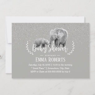 Elefant Mama & Baby Elegante Safari-Baby-Party Einladung