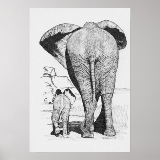 Elefant Mama und Baby Poster (Vorne)
