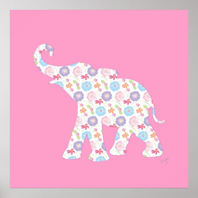 Elefant mit Aquarellmuster niedlich Poster (Vorne)