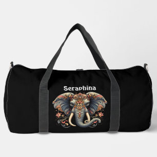 Elefant mit aufwendigen Blumendesigns Duffle Bag