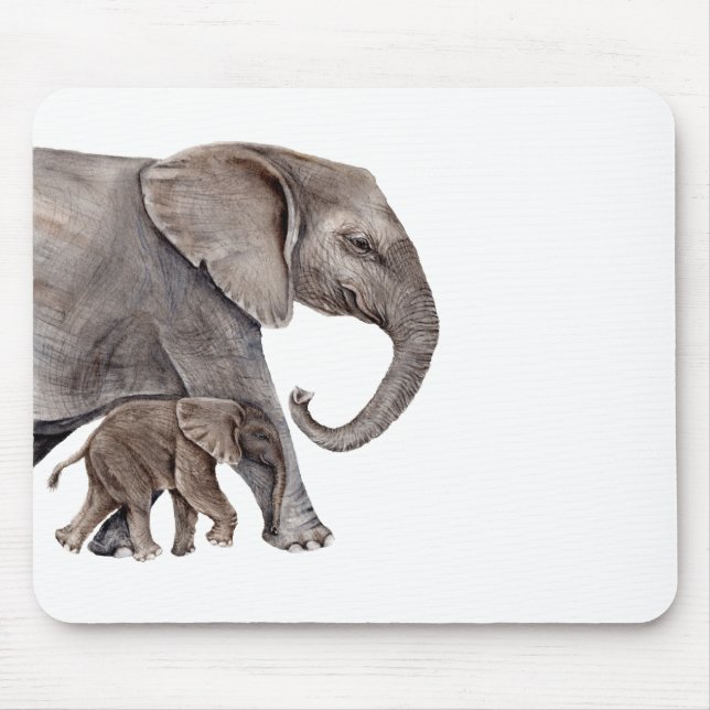 Elefant mit Baby Elephant Mousepad (Vorne)