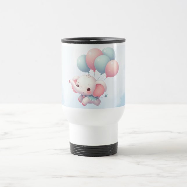 Elefant mit Ballons Reisebecher (Mittel)