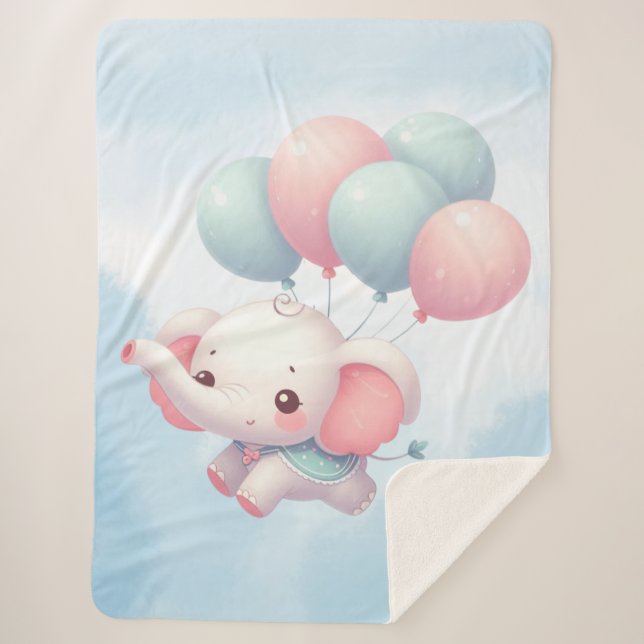 Elefant mit Ballons Sherpadecke (Vorderseite)