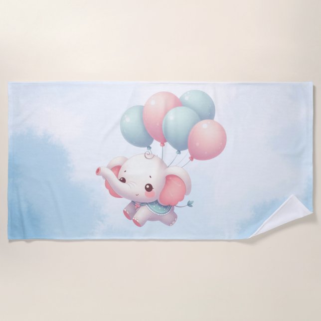 Elefant mit Ballons Strandtuch (Vorderseite)