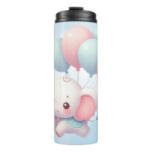 Elefant mit Ballons Thermosbecher