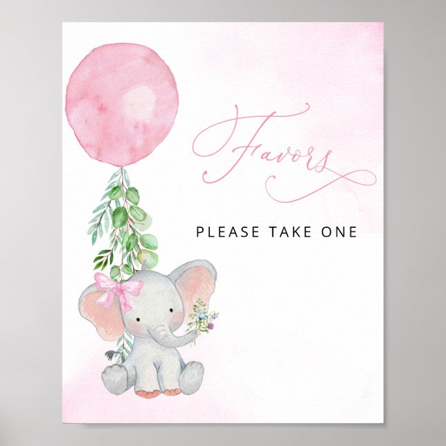 Elefant mit Balloon Baby Dusche Dekor Favoriten Poster (Vorne)